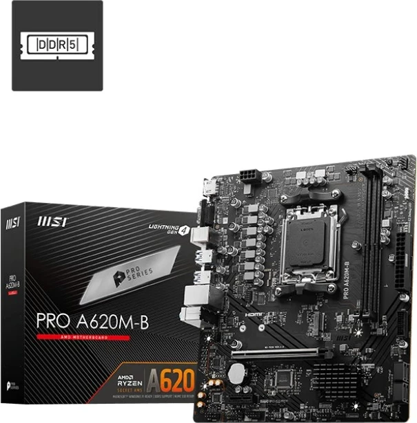 Matična plošča MSI PRO A620M-B, Socket AM5, micro ATX, črna