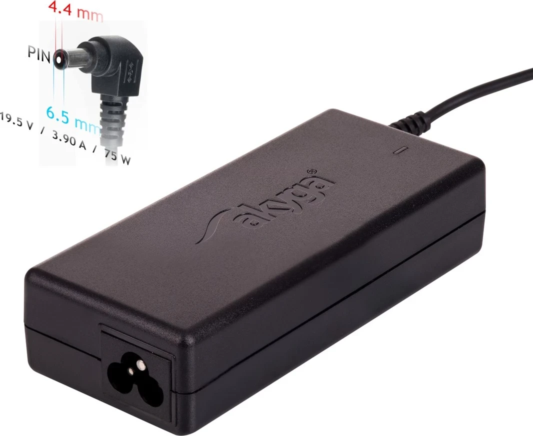 Polnilec za prenosnik Akyga AK-ND-19, 75 W, črn