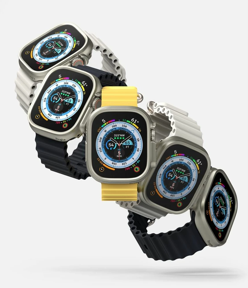 Ovitek Ringke Slim, 2 kosa, za Apple Watch Ultra 49 mm, prozoren in titan