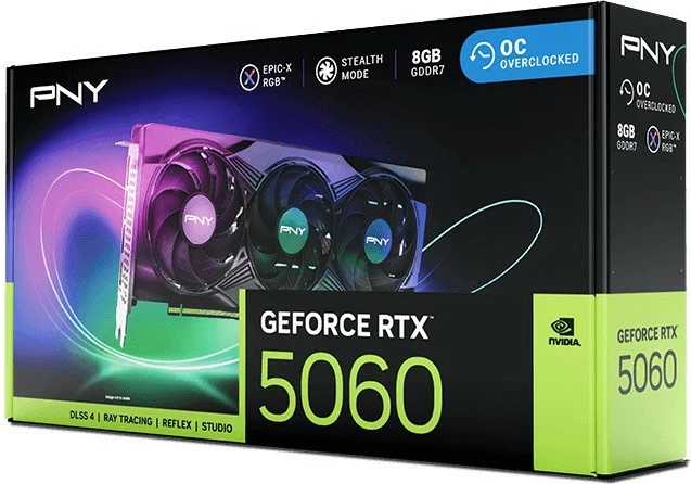 Grafična kartica PNY GeForce RTX 5060 OC, 8 GB, RGB