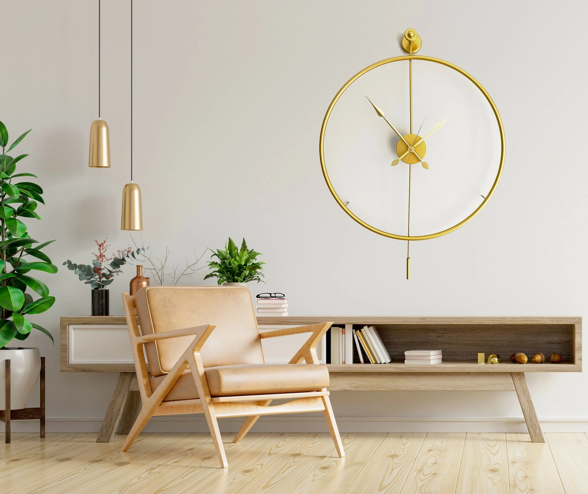 Stenska dekorativna kovinska ura, zlata, Wallity Mclock-00103