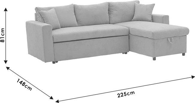 Kotna raztegljiva sedežna garnitura, obojestranska, mint zelena, 225x148x81 cm