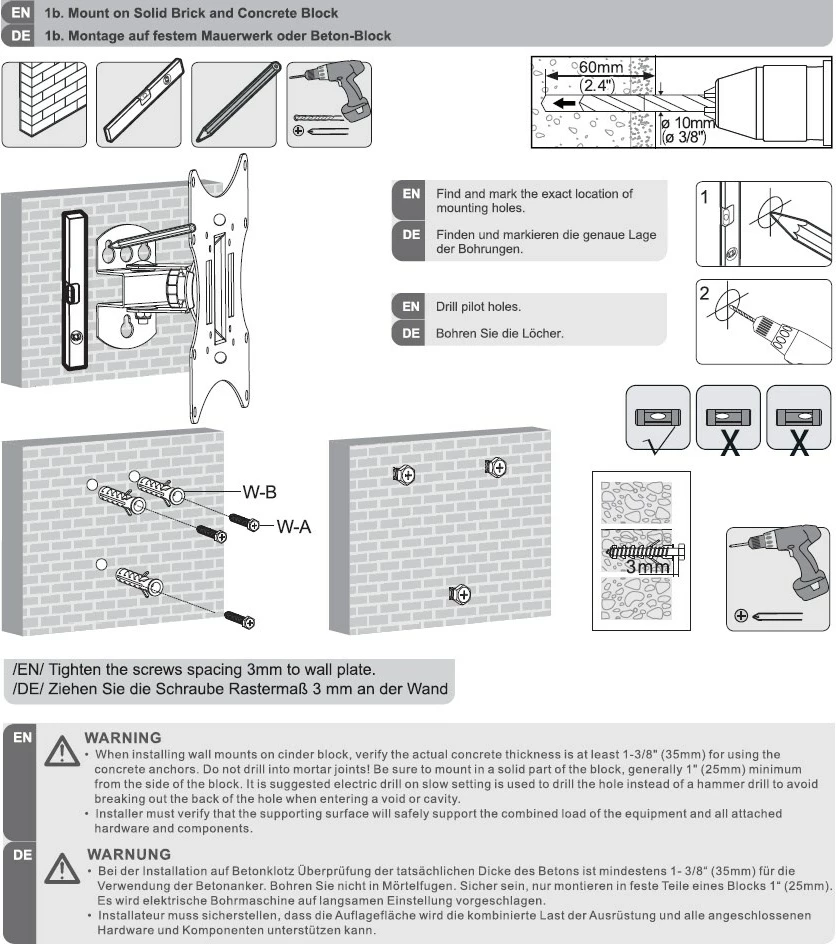 Stenski nosilec za TV Maclean MC-501A, 23–42", črn