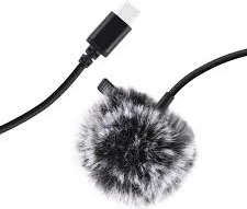 Lavalier mikrofon Puluz PU425 s sponko, 1,5 m, USB-C, črn