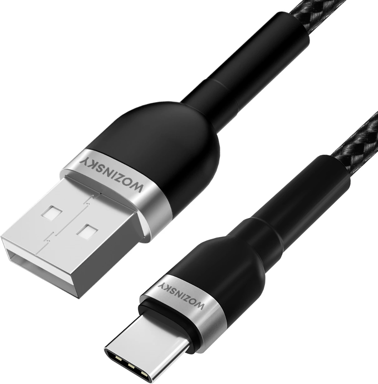 USB kabel Wozinsky WNBAC1, USB-A v USB-C, 1 m, 2,4 A, najlon, črn