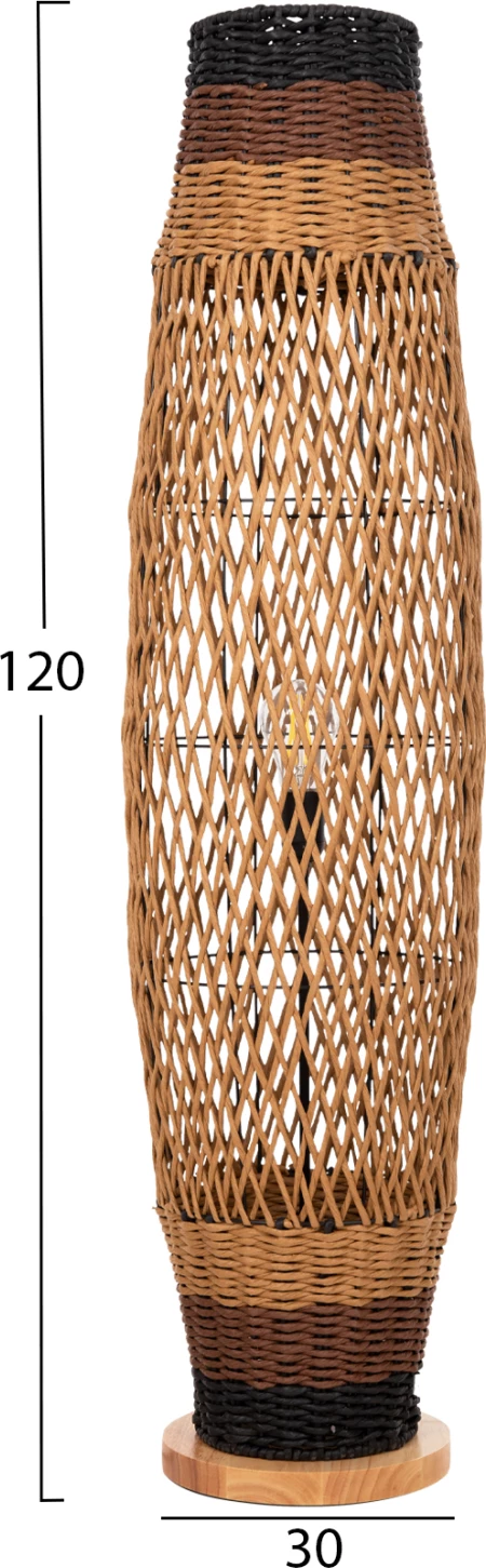Samostoječa talna svetilka FH4343 kovinsko-papirnata vrv v peščeno bež-črni barvi Φ30Χ120Hcm