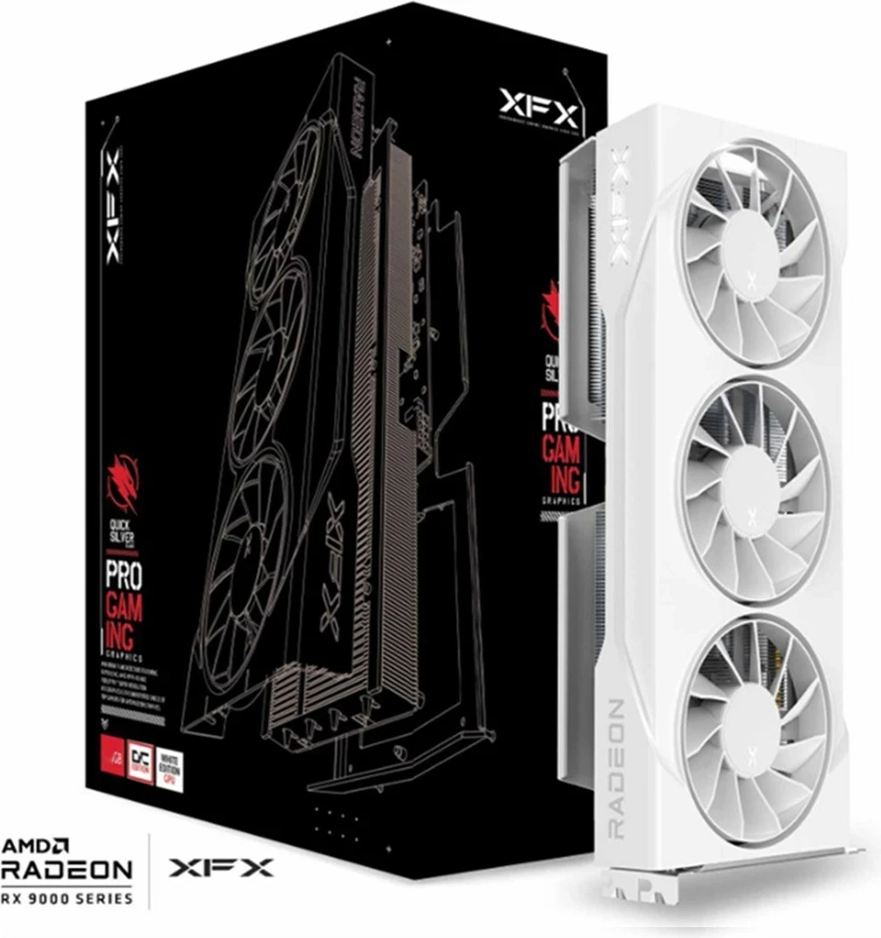 Grafična kartica XFX SWIFT RX 9060XT OC, 16 GB, 3 ventilatorji, bela