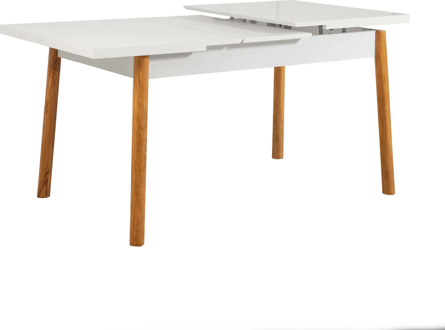 Raztegljiva jedilna miza z 4 stoli, 5-delni set, Skye Decor, barva beli kamen Santiago