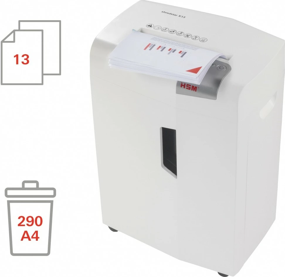 Stroj za drobljenje dokumentov HSM shredstar X13, 23 L, križno rezanje, bel