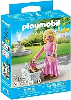 Igračni set Playmobil My Life 71737, ženska s chihuaho, rožnat