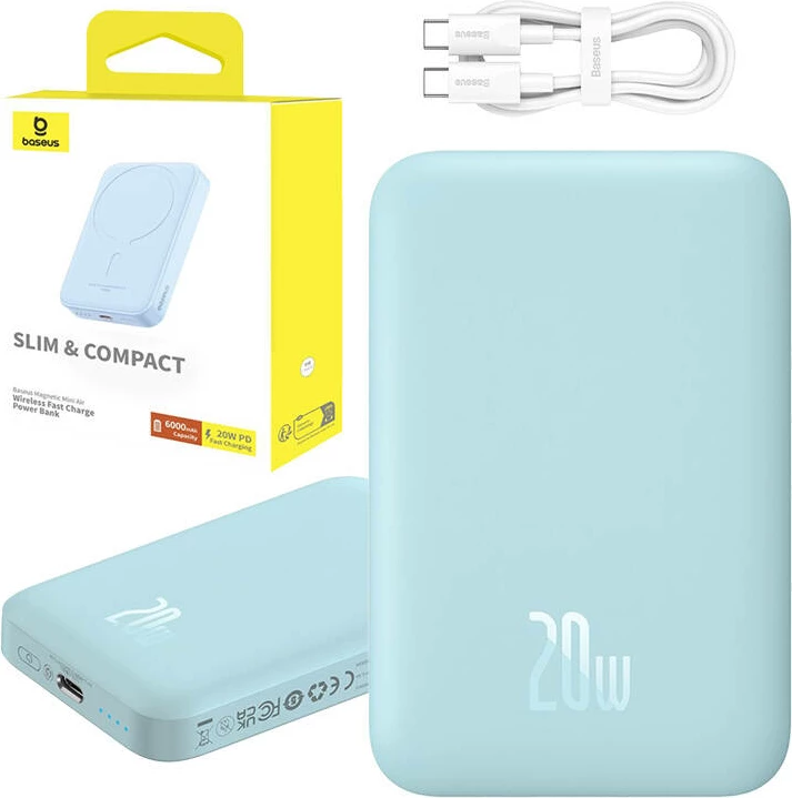 Magnetni mini powerbank 6000 mAh, 20W — Baseus, moder