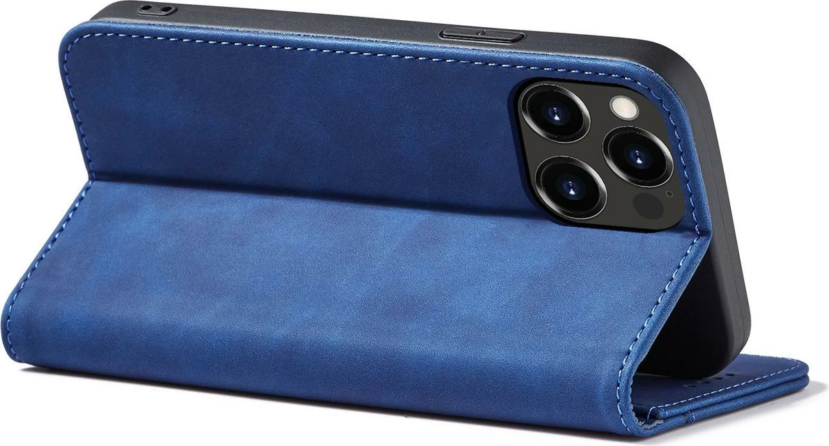 Etui magnetni Fancy Case s trakom za denarnico in stojalom za iPhone 13 Pro Max, modra — Hurtel