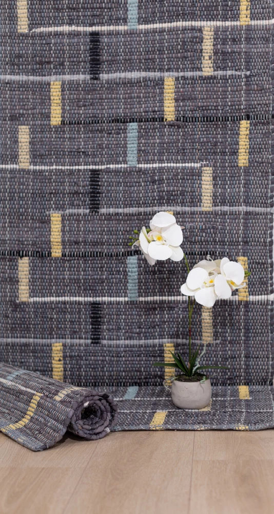 Preproga Box, 60x90 cm, bombaž, modro-bež