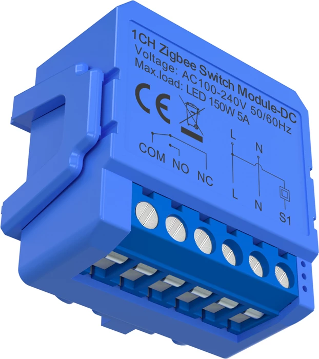 1-kanalni ZigBee modul s breznapetostnim kontaktom, Avatto ZWSM16-DC32V-1, DC 12–32 V 150 W/5 A, Tuya Smart Life