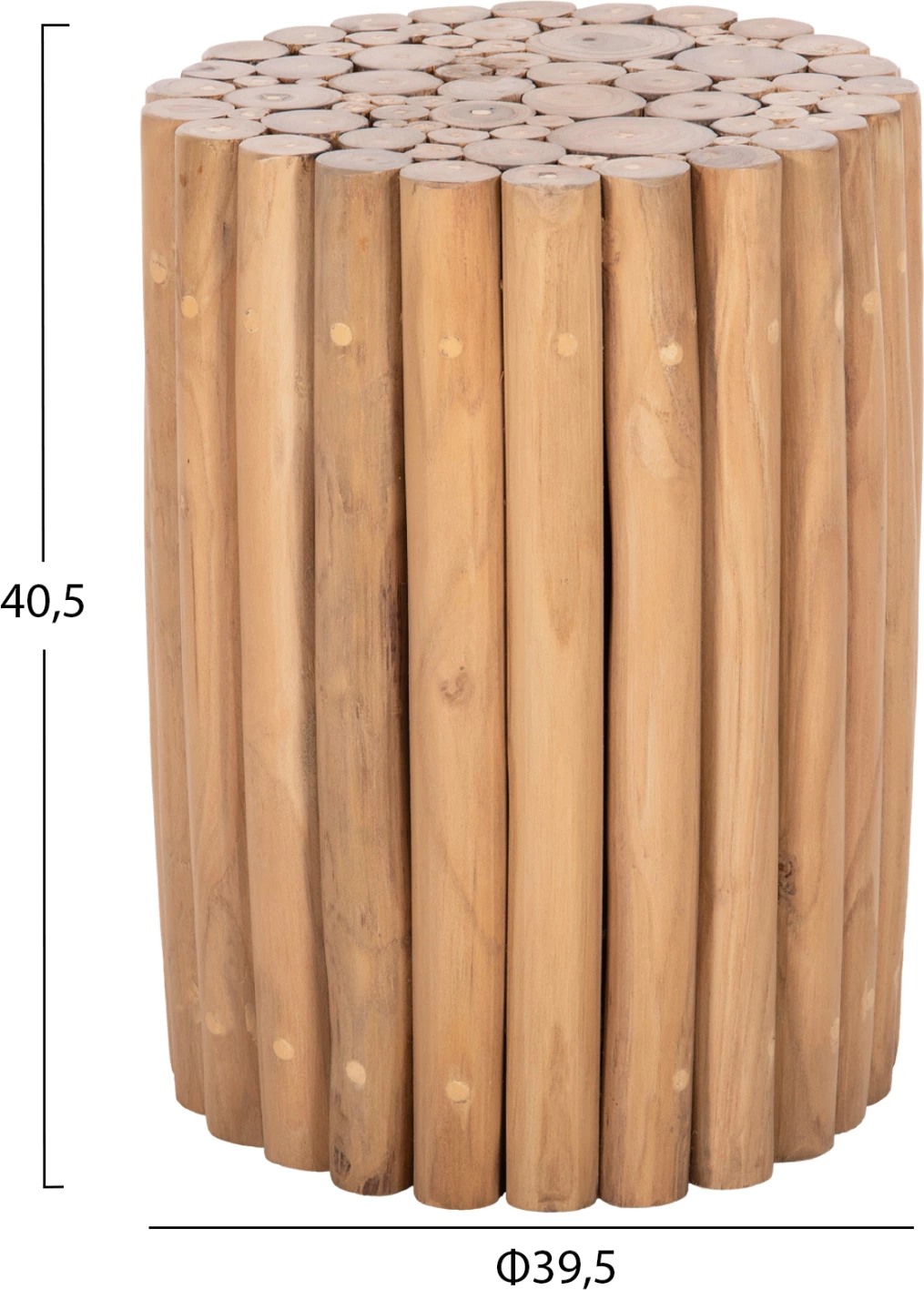 Okrogla stranska miza COOTER FH9866 iz vej tikovine v naravni barvi Φ29,5x40,5H cm