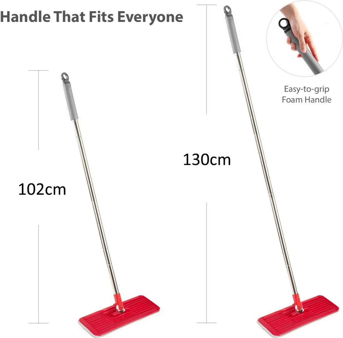 Komplet za čiščenje z ravnim mopom, vedrom in 2 mikrovlaknastima slojema, rdeč GreenBlue MaxiClean GB870