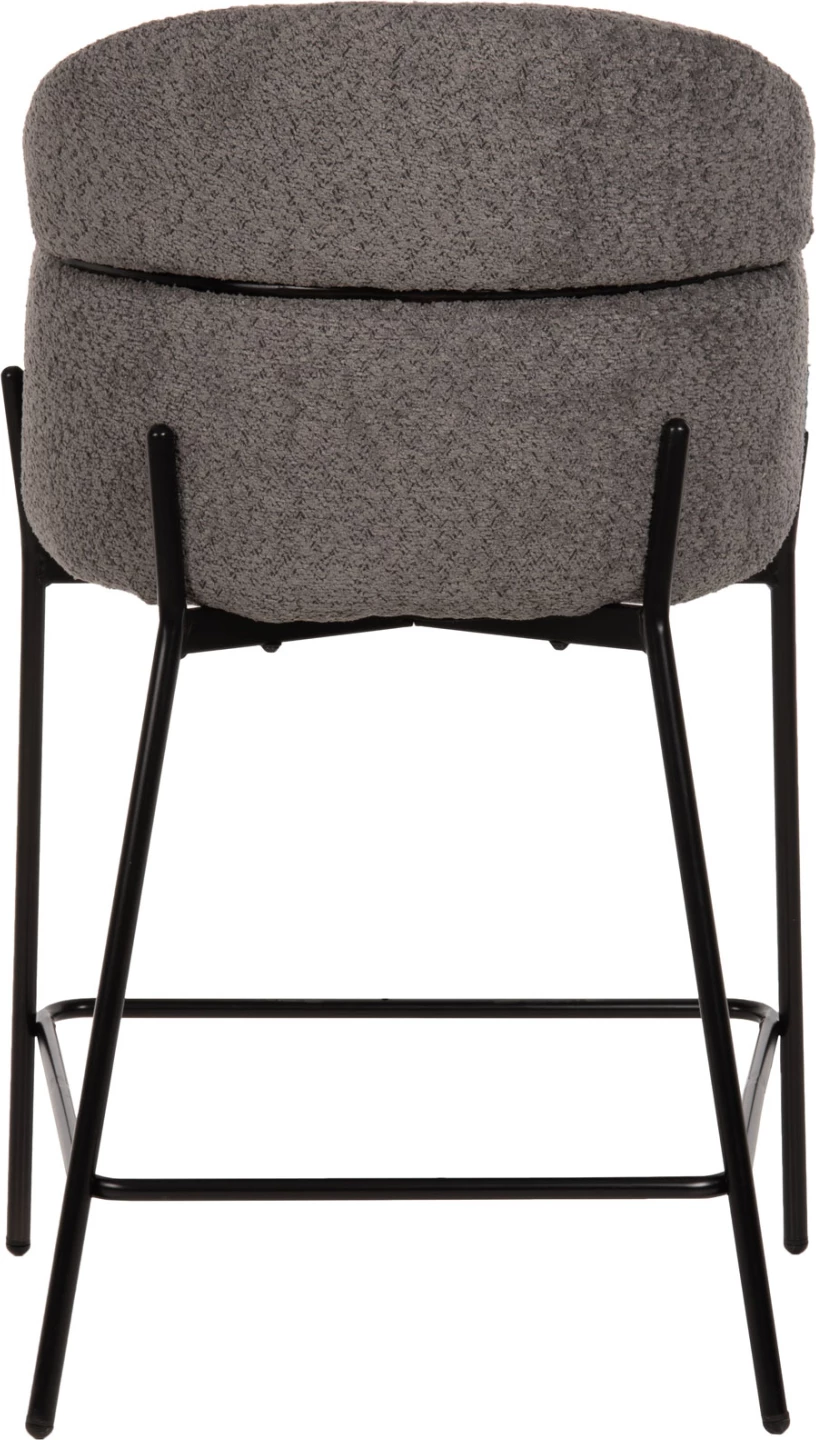 Barski stol srednje višine WOLF FH8584.01 siva boucle tkanina-črne kovinske noge 56x56x96Hcm, set 2 kosov
