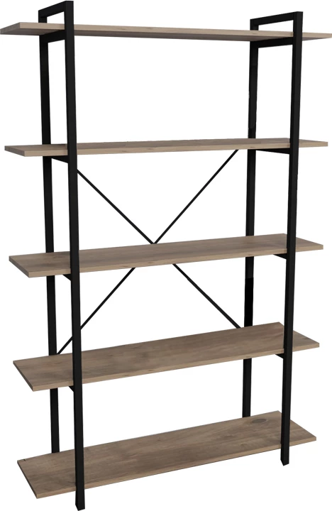 Računalniški regal Reson, melamin hrast-črn kovinski, 120x34x180 cm