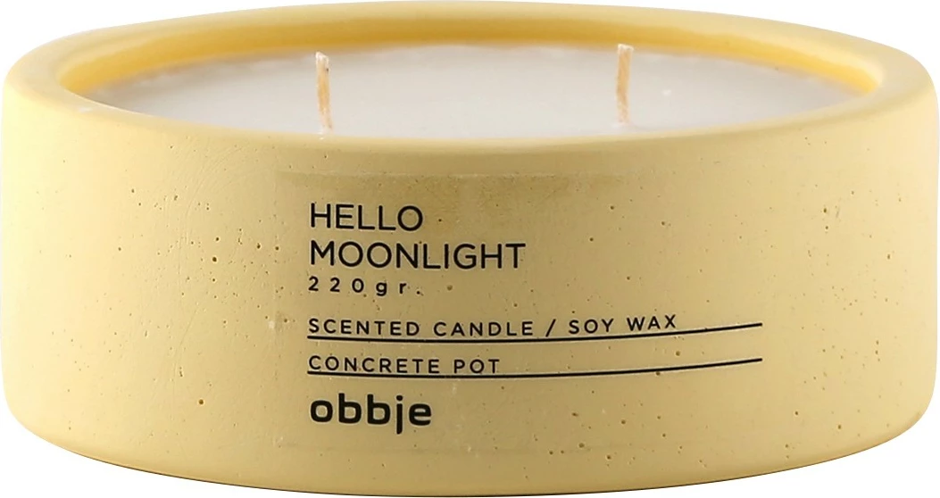 Dišeča sveča Hello Moonlight Flat, Aberto Design, betonska posoda, rumena, 12x4.5 cm