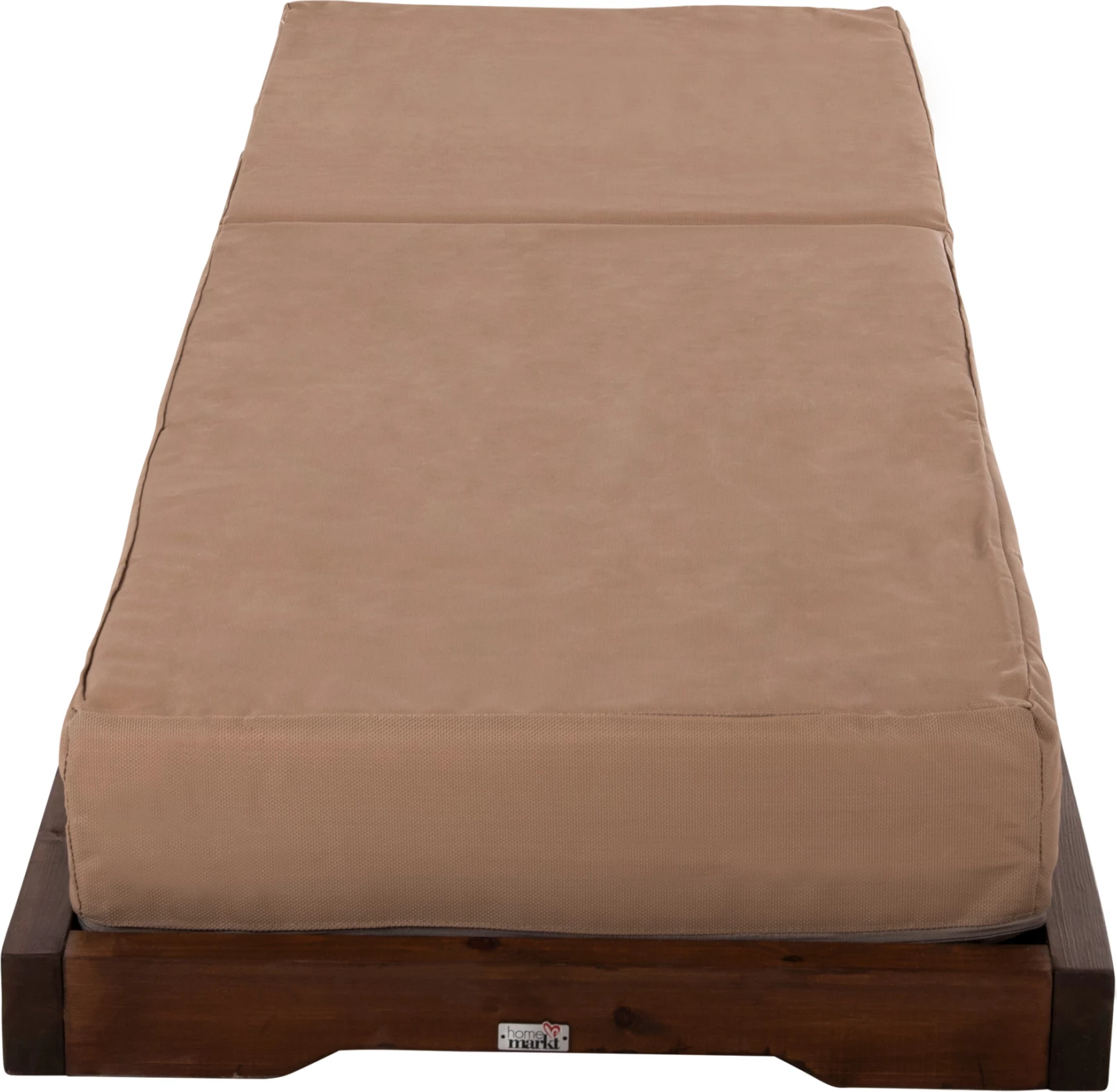 Plažni ležalnik nizki IKARIA FH10622.04 iz borovega lesa v barvi oreha - moka tekstilene - blazina debeline 20 cm