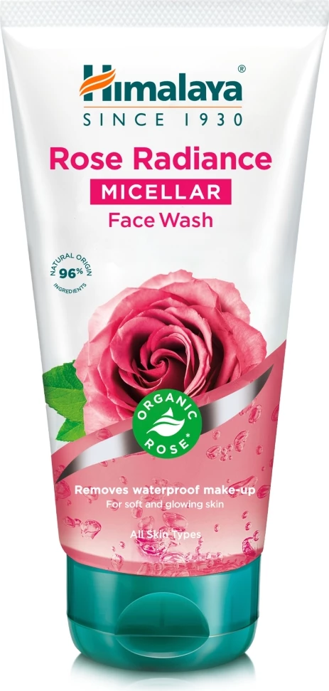 Osvetlilni micelarni čistilni gel za obraz z organsko vrtnico, Himalaya, 150 ml