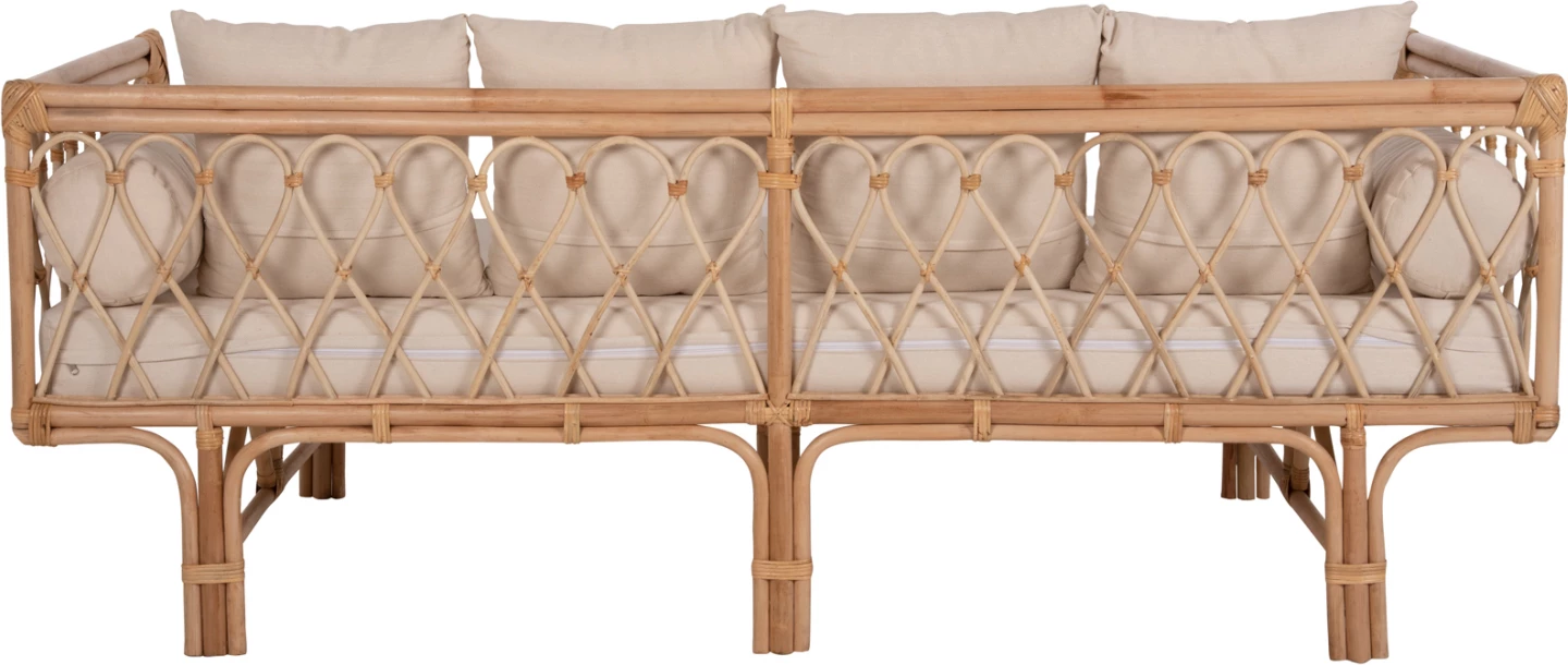 Postelja-kavč ALIKI FH9658 iz ratana v naravni-bež barvi z blazinami 200x100x86H cm