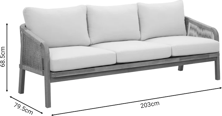 Garnitura za dnevno sobo in vrt, 4-delna Malibu I, akacijev trdi les, bež blago