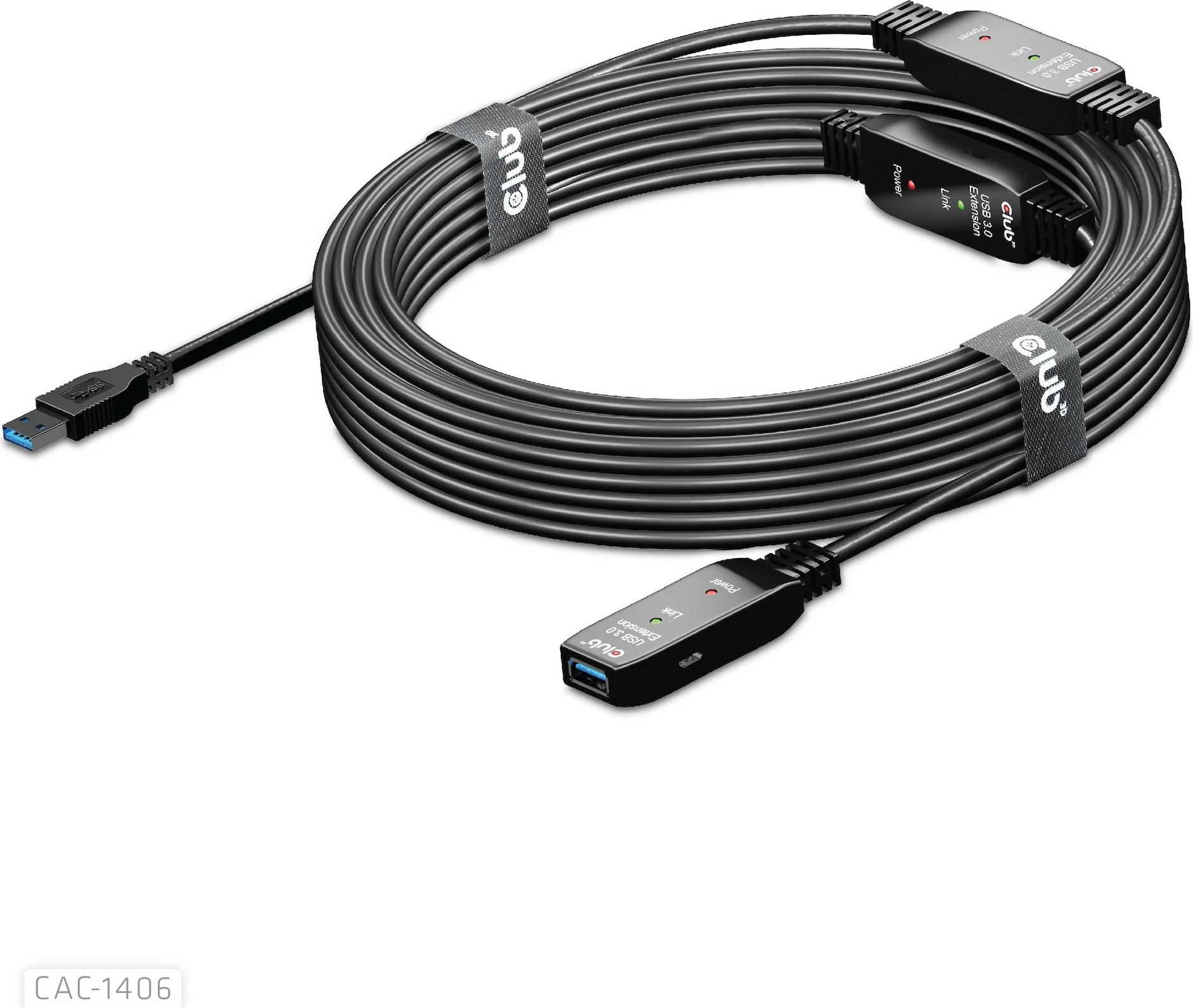 Podaljšek USB 15 m, USB 3.2 Club3D, črn