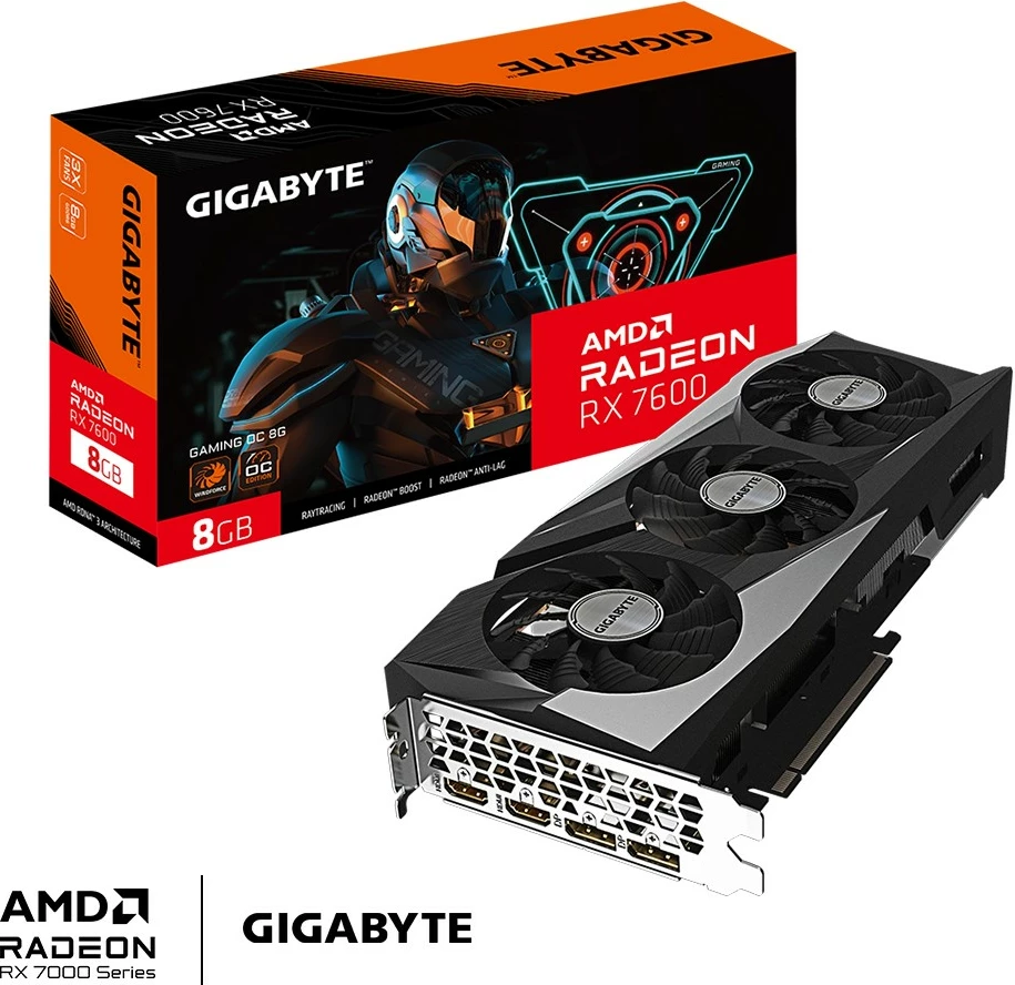 Grafična kartica Gigabyte Radeon RX 7600 OC 8G, 8 GB, GDDR6, PCI Express 4.0, črna