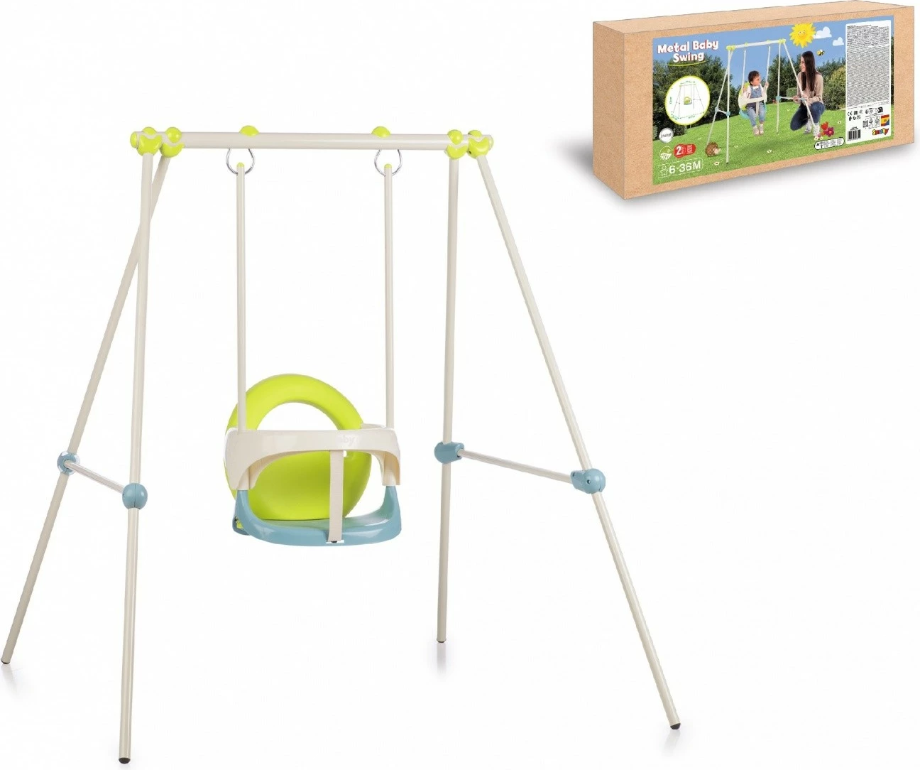 Lëkundëse za otroke Smoby 7600830304, plastika, krem/siva/zelena