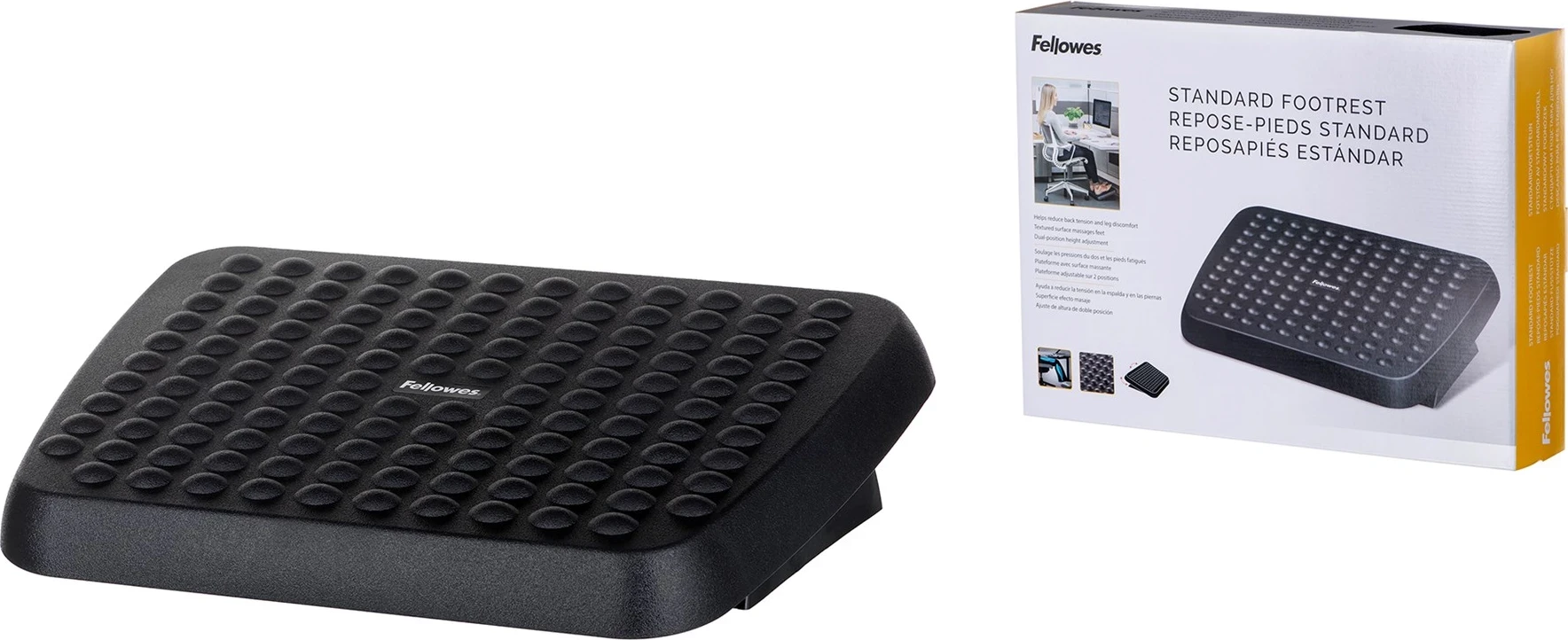 Ergonomski naslon za noge za pisarno Fellowes, črn