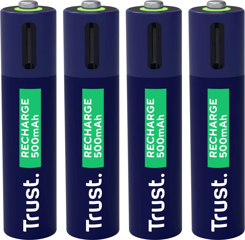 Polnilne baterije AAA Trust 25671, 500 mAh, komplet 4 kosa, zelene