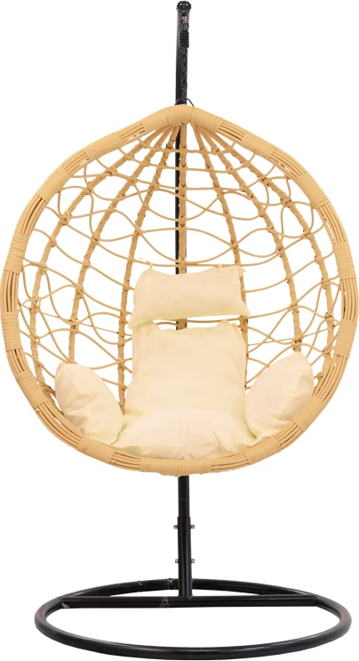 Viseči vrtni stol, kovinski, črn - PP naraven - blazina bež Hudson, 109x119x195 cm