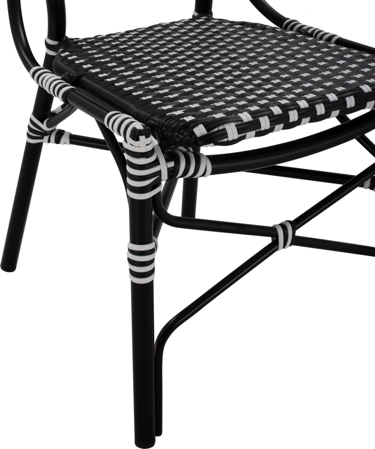 Aluminijasti stol bambus videza s pletenjem črno belo FH5792.02 46x60x96 cm