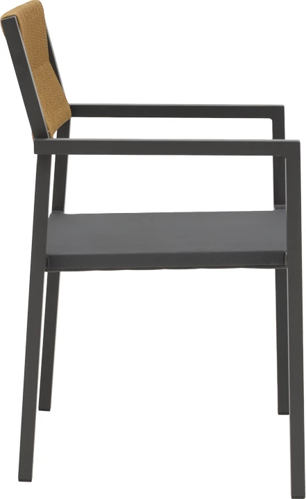 Aluminijast zložljiv stol Savor, antracitno ogrodje-tekstilen, naravni ratan, 55x58x63 cm