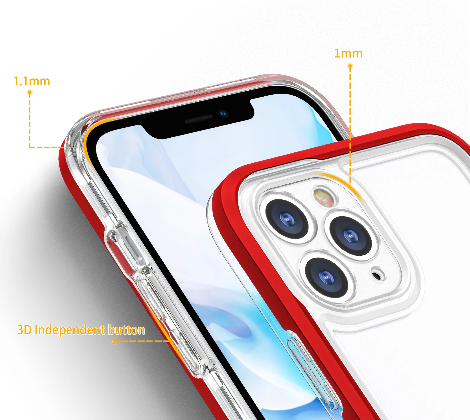Prozoren ovitek Hurtel Hybrid Armor Clear 3in1 za iPhone 11 Pro Max, rdeč