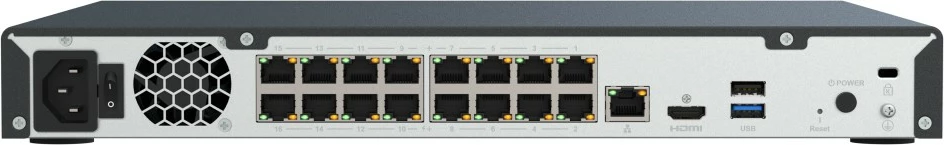 Omrežni snemalnik NVR, 16 kanalov, PoE+, 4K HDMI, 2x SATA do 24 TB, QNAP TVR-AI200-16CH-16P, AI