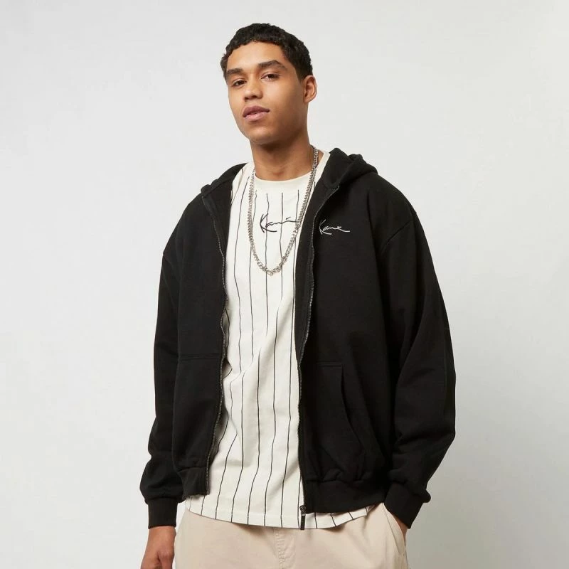 Duks CHEST SIGNATURE ESSENTIAL ZIP HOODIE, Karl Kani, črn