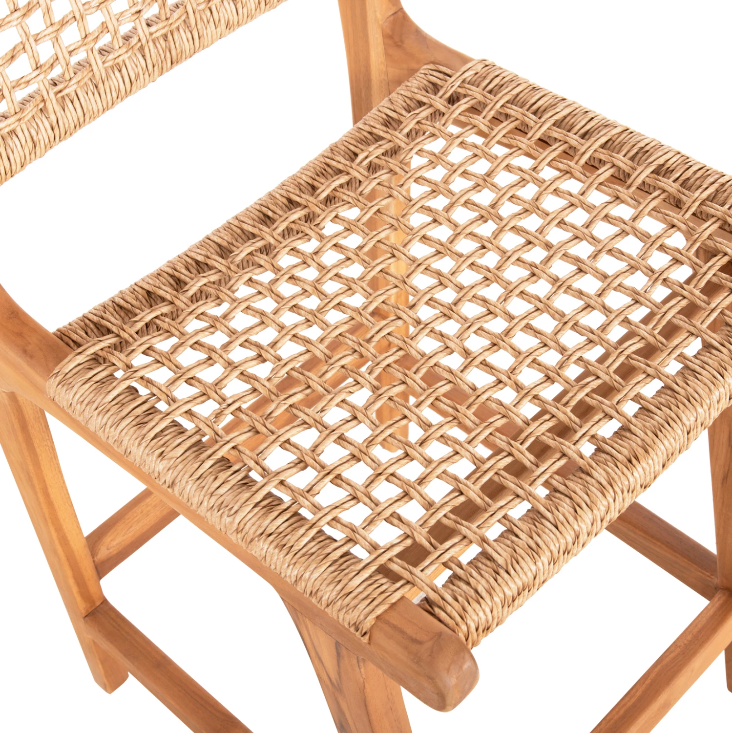 Barski stol z naslonjalom BORIS FH9381.11 iz tikovine in vrvi VIRO 46x53x96 cm