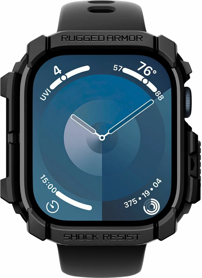 Ovitek Rugged Armor Spigen za Apple Watch 10, 42 mm, črn