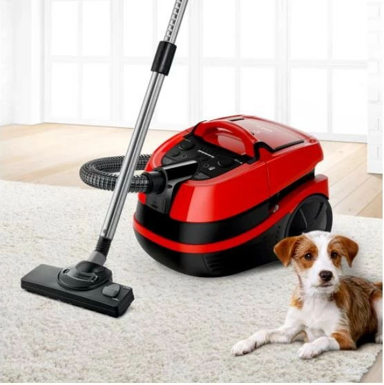Sesalnik za mokro in suho čiščenje Bosch ProAnimal BWD421PET, 5 L, 2100 W, HEPA, rdeče/črn
