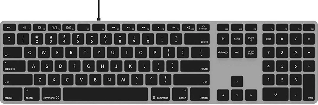 Osvetljena tipkovnica Matias za Mac, vesoljsko siva