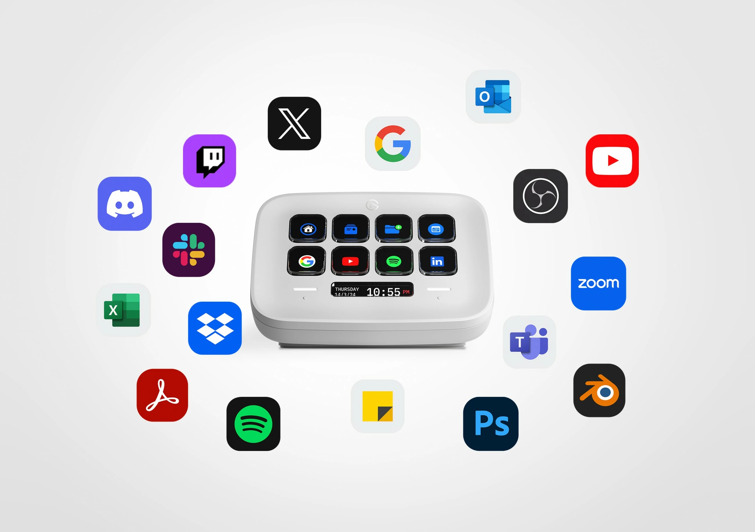 Nadzorna plošča za avtomatizacijo Elgato Stream Deck Neo, 8 gumbov, bela