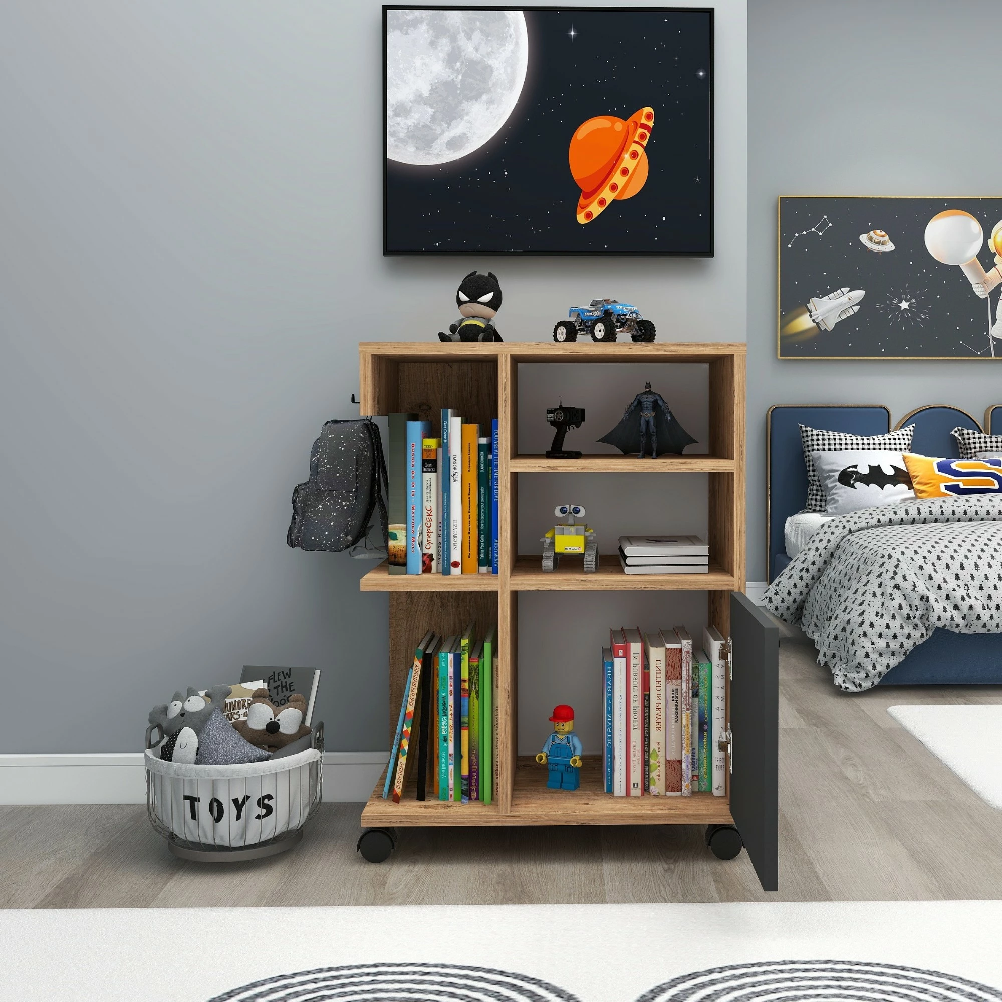 Večfunkcijska omara Hanah Home Rebusa, Atlantic Pine in antracit