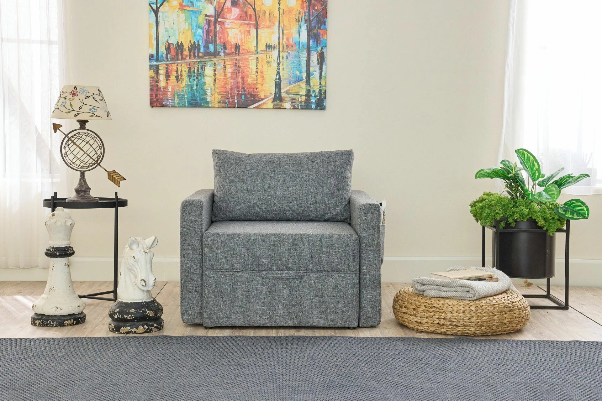 Enosedalna kavč-postelja, Atelier del Sofa Saros, siva