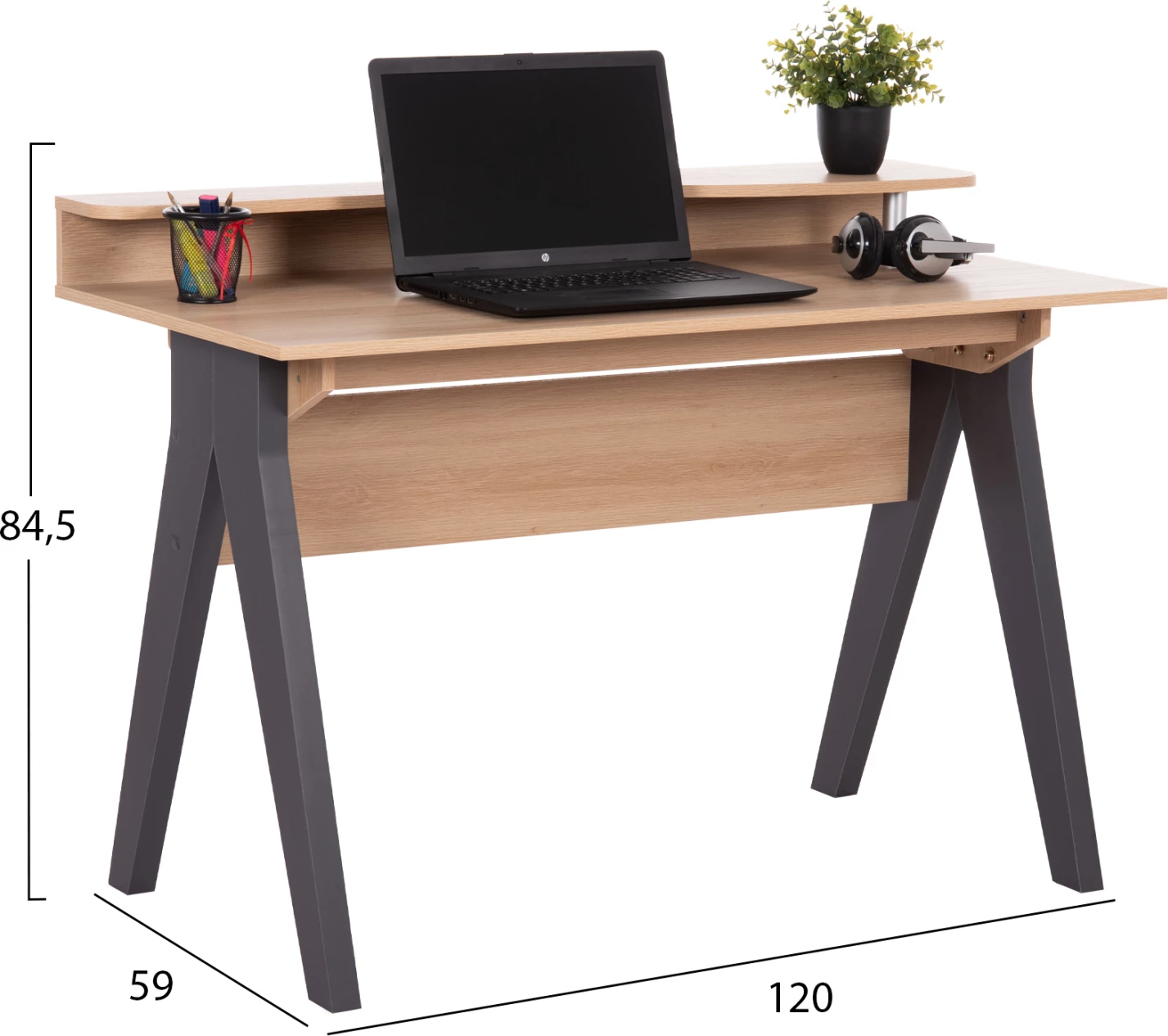 Delovna površina mize KRONEL FH18293, melamin, sonoma-siva, 120x59x84,5 cm