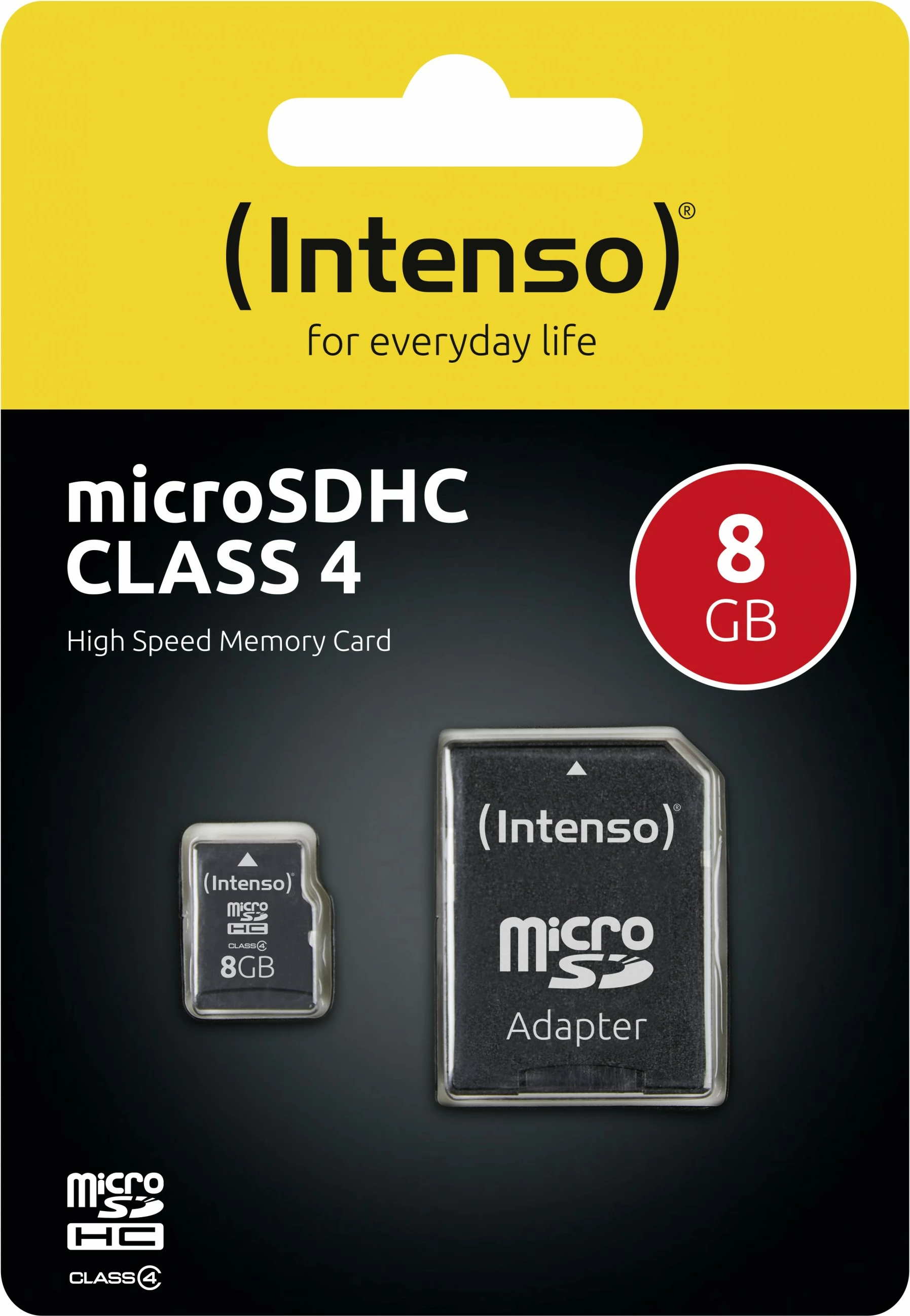 Pomnilniška kartica Intenso microSDHC 8GB z adapterjem, črna
