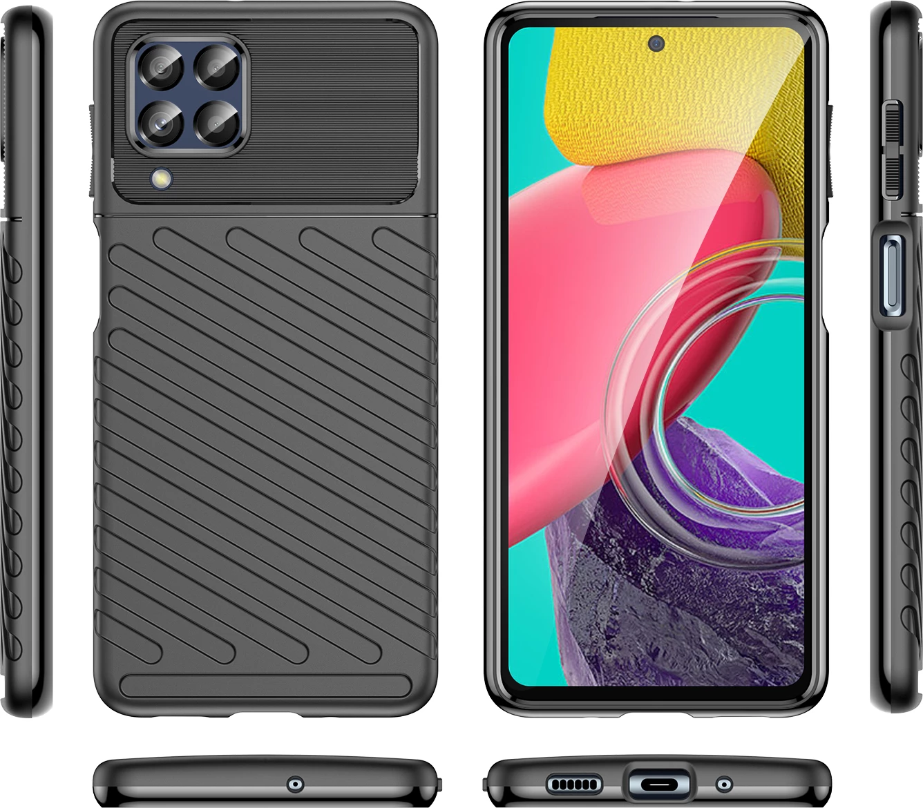 Zaščitni ovitek Hurtel Thunder za Samsung Galaxy M53 5G, črn