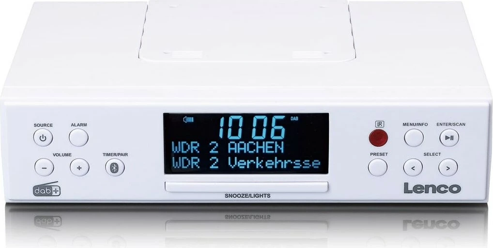 Radio z Bluetooth Lenco KCR-190, LCD zaslon, 2 zvočnika, bel
