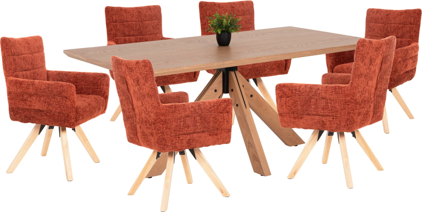 Jedilni set za notranje prostore 7 kosov FH21042 miza PAOLO & 6 naslanjačev GAZER